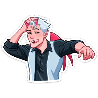 😬 58b0d5de 악마, 뿔, 날개, 악령, 만화 캐릭터, 웃는, 남자 telegram sticker