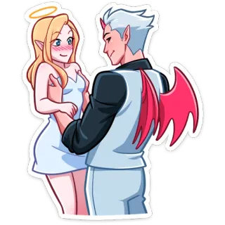 ☺️ 715b203a 천사, 악마, 만화, 스티커, 사랑, 로맨스 telegram sticker