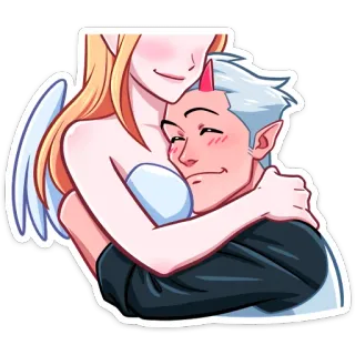 🤗 fe50d0dc 천사, 악마, 사랑, 만화, 포옹, 로맨스 telegram sticker