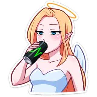 ☕️ 6221b183 malaikat, halo, minuman energi, sayap, imut, anime, kartun telegram sticker