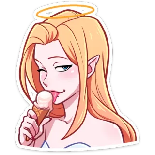 😉 9a8f84d7 anime, gadis, es krim, pirang, malaikat, imut, kedip telegram sticker