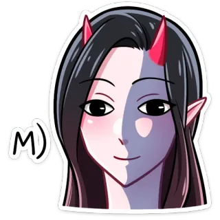 😶 620a3192 M) Anime, Ác quỷ, Quỷ, Sừng, Cô gái, Phim hoạt hình telegram sticker