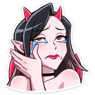 😭 71670ef9 iblis, menangis, sedih, gadis, setan, anime telegram sticker