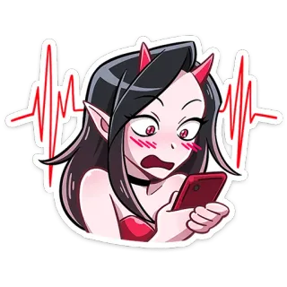 ☺ a4e84a1e iblis, anime, kartun, stiker, ponsel, detak jantung telegram sticker