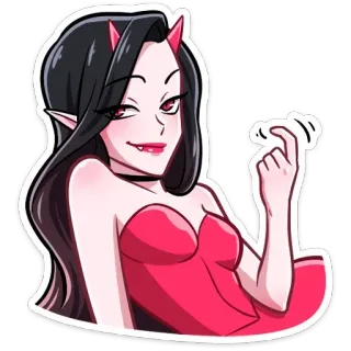😏 15babe08 démon, femme, cornes, robe, elfe, rouge, fantaisie telegram sticker
