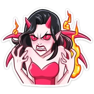 🤬 5685302b démon, en colère, femme, diable, dessin animé, fantaisie, cornes telegram sticker