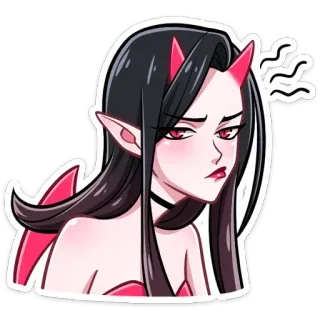 😖 9d44ffc9 démon, fille, dessin animé, rouge, en colère, diable telegram sticker