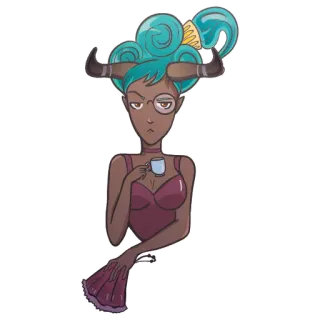 👓 47ec20c1 woman, tea, taurus, zodiac, fashion, illustration telegram sticker