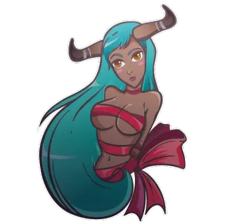 🎁 63da8c39 character, anime, fantasy, girl, horns, illustration telegram sticker