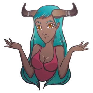🤔 9fe3855a anime, girl, horns, shrugging, character, fantasy telegram sticker