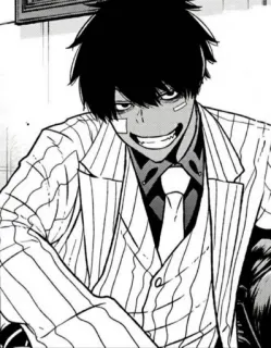 😎 a5e52164 动漫, 漫画, 角色, 西装, 微笑, 策划 telegram sticker