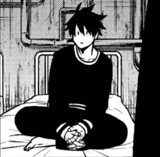 🤨 cd36e361 漫画, 动漫, 坐着, 室内, 床, 人 telegram sticker