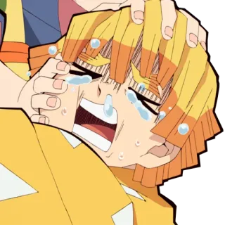 😭 06332901 Zenitsu Agatsuma Demon Slayer anime, pianto, spaventato, Demon Slayer, Zenitsu telegram sticker