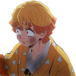 😥 14f0680e Zenitsu Agatsuma Demon Slayer Anime, Demon Slayer, Zenitsu, Personaggio, capelli gialli, spaventato telegram sticker