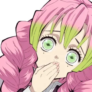 🤭 9ec03f89 Mitsuri Kanroji Demon Slayer Anime, Manga, Ragazza, Spaventata, Kawaii telegram sticker