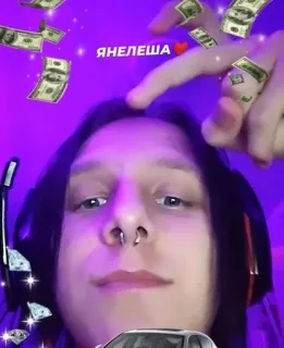 🌟 d7b01ee4 ЯНЕЛЕША uang, dolar, orang, selfie, headphone telegram sticker