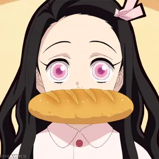 🎴 321285c3 Nezuko Kamado Demon Slayer anime, nezuko, cute, bread, demon slayer whatsapp sticker