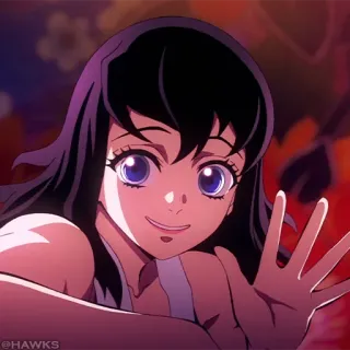 🏮 4de0f74e @HAWKS anime, cartoon, woman, purple, illustration whatsapp sticker