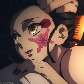 🎴 9dd74c9d @HAWKS anime, demon slayer, flower, woman whatsapp sticker