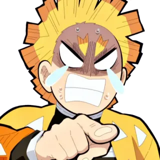 ❄️ 65273efc Zenitsu Agatsuma Demon Slayer anime, demon slayer, zenitsu, personaje, señalando, llorando telegram sticker