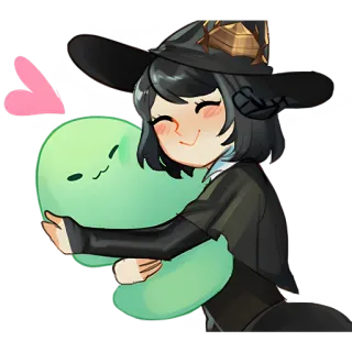 🥰 4e564c22 Аниме, Девушка, Ведьма, Милый, Объятие, Капля, Счастливый whatsapp sticker