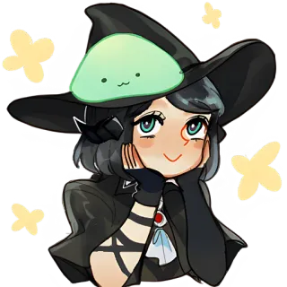 ☺️ 80eb0c93 ведьма, милый, аниме, персонаж, наклейка whatsapp sticker