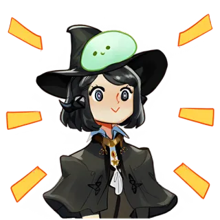 ☺️ 876ab2fc ведьма, милый, магия, стикер, мультфильм, персонаж, шляпа whatsapp sticker