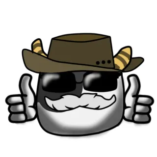👍 20317377 sticker, dibujos animados, personaje, pulgar arriba, sombrero, gafas de sol telegram sticker