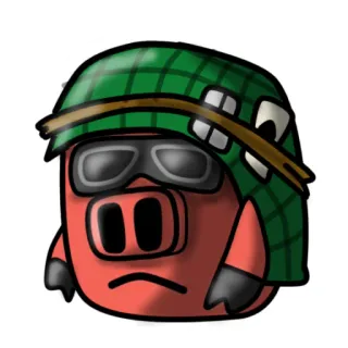 ☹️ 543503d7 cerdo, soldado, casco, gafas, dibujo animado, animal, personaje telegram sticker