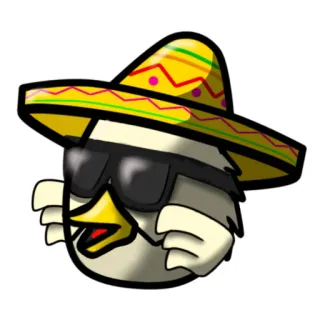 😎 92bfe389 pájaro, sombrero, gafas de sol, dibujos animados, mexicano, fiesta telegram sticker