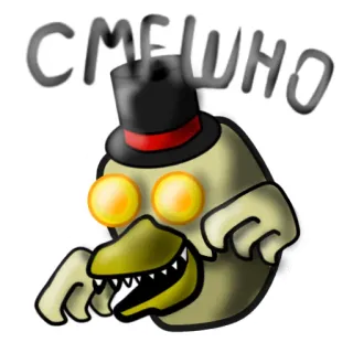 😈 c4dfcf45 СМЕШНО Dibujos animados, Monstruo, Divertido, Sombrero, Dientes, Ojos amarillos telegram sticker
