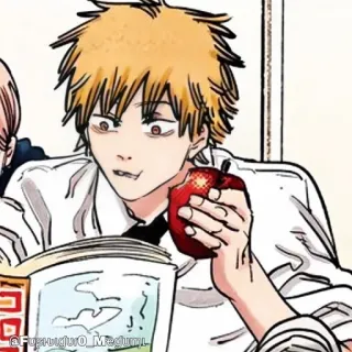 🪚 9b0ae25c Denji Chainsaw Man Anime, Manga, Personaggio, Mangiare, Mela telegram sticker