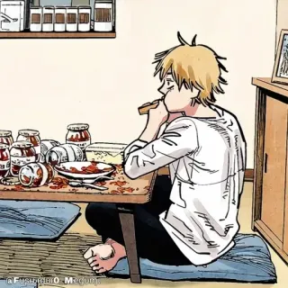 🪚 c8e4b83d Denji Chainsaw Man Anime, Chainsaw Man, Denji, Mangiare, Illustrazione, Manga, Personaggio telegram sticker