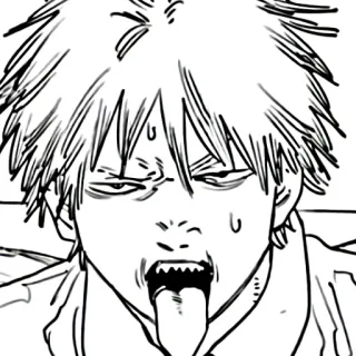 ⚙️ 1bea4b15 Denji Chainsaw Man anime, manga, character, tongue, expression, funny telegram sticker