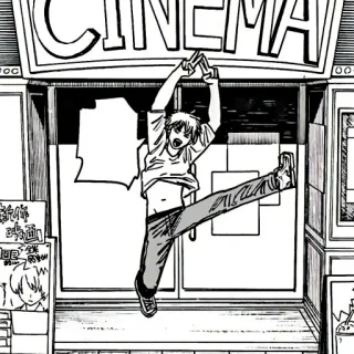 ⚙️ 6bf91040 CINEMA cinema, theater, movie, manga, anime, jump, Denji, Chainsaw Man telegram sticker