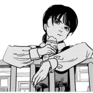 🤨 40581e4a Asa Mitaka Chainsaw Man 미타카 아사, 체인소 맨, 만화, 애니메이션, 아이스크림, 소녀 telegram sticker