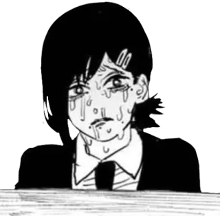 💀 681b4f1f Kobeni Higashiyama Chainsaw Man 애니메이션, 만화, 울음, 땀, 히가시야마 코베니, 체인소 맨, 감정적인, 스트레스 telegram sticker