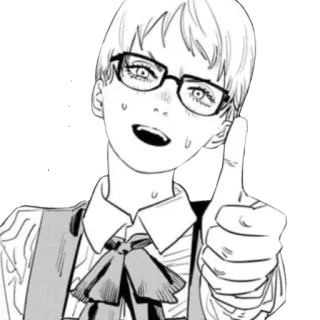 👍 9ee07ee2 애니메이션, 만화, 여자, 안경, 엄지 척, 캐릭터 telegram sticker