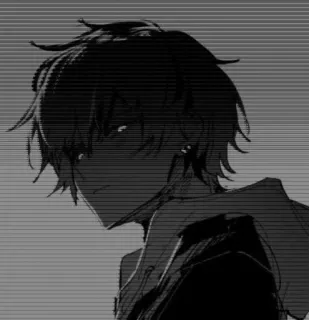 💫 e67bbdbd Anime, Manga, Oscuro, Escala de grises, Sudadera con capucha, Chico, Emo telegram sticker