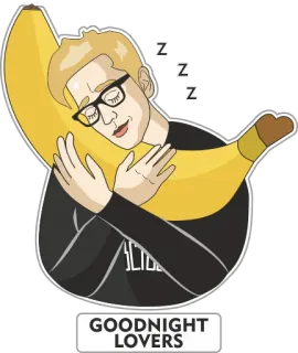 😴 ac26c1b6 GOODNIGHT LOVERS gutenacht, schlaf, banane, mann, liebe telegram sticker