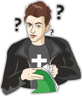 🧐 b9d7075a Fragezeichen, verwirrt, lesen, Mann, neugierig, Person, Sticker telegram sticker