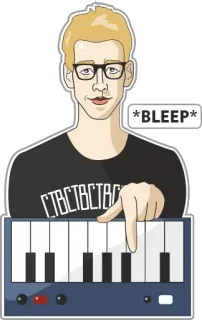 🎹 cf9bfe4a *BLEEP* Person, Synthesizer, Piepton, Brille, Musik, Aufkleber telegram sticker