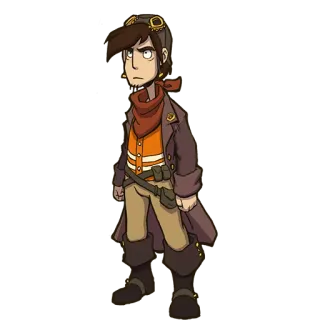 😕 1db19c38 Steampunk, Personaje, pelo castaño, gafas, abrigo, naranja telegram sticker