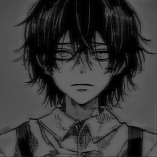 ⬛ 328295bc Anime, Manga, Junge, Charakter, Monochrom, Zeichnung whatsapp sticker