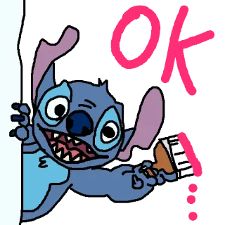👌 a2be5094 Stitch OK Stitch, Disney, Ok, Desenho animado, Alienígena, Fofo telegram sticker
