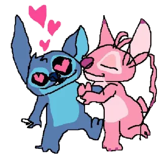 😘 d79ff234 Stitch Desenho animado, Amor, Casal, Coração, Fofo telegram sticker
