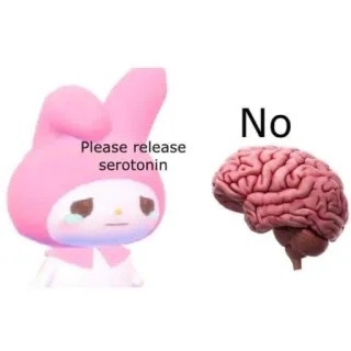 🧠 9f7d2312 Please release serotonin Serotonine, Hersenen, Meme, Verdrietig, My Melody, Cartoon telegram sticker