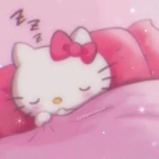 😴 a3458155 Hello Kitty y2kpixinsweet hello kitty, sanrio, kawaii, slaap, slapen, roze, schattig, cartoon telegram sticker