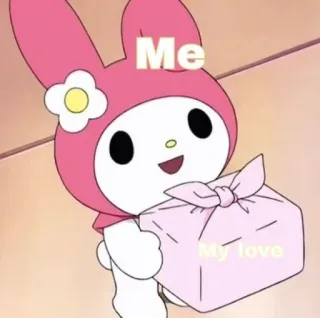 🥰 edc5f0ef My Melody Me My love My Melody, Sanrio, Cartoon, Leuk, Liefde, Cadeau, Roze telegram sticker