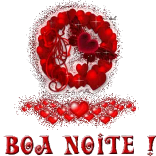 ❤️ 26d6bed3 BOA NOITE! bonne nuit, coeurs, rouge, paillettes, romantique whatsapp sticker
